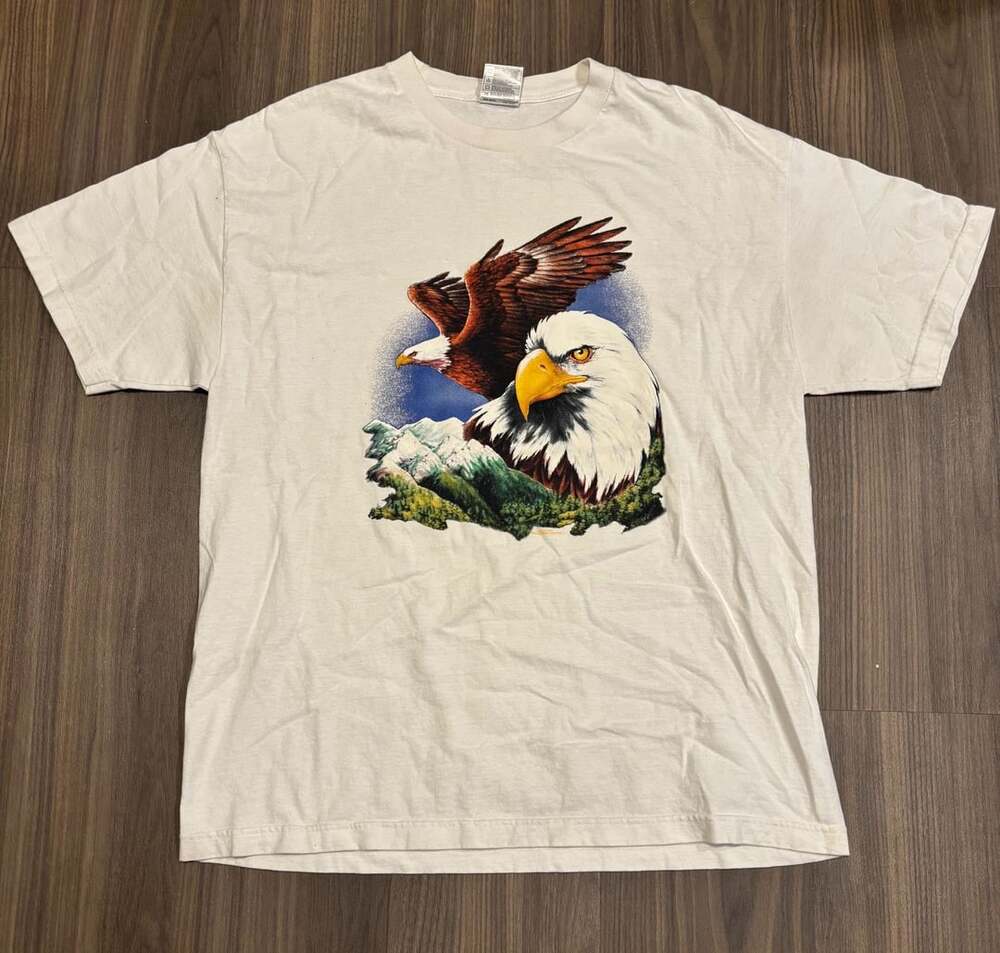 Murina Bald Eagle Mountain Graphic T-Shirt Size XL White Vintage 90s